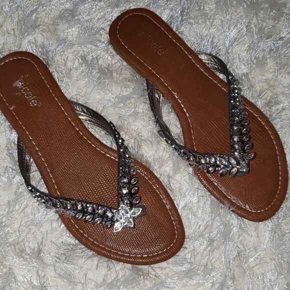 Flip flops silver leaf size 7 - Picture 1 of 4